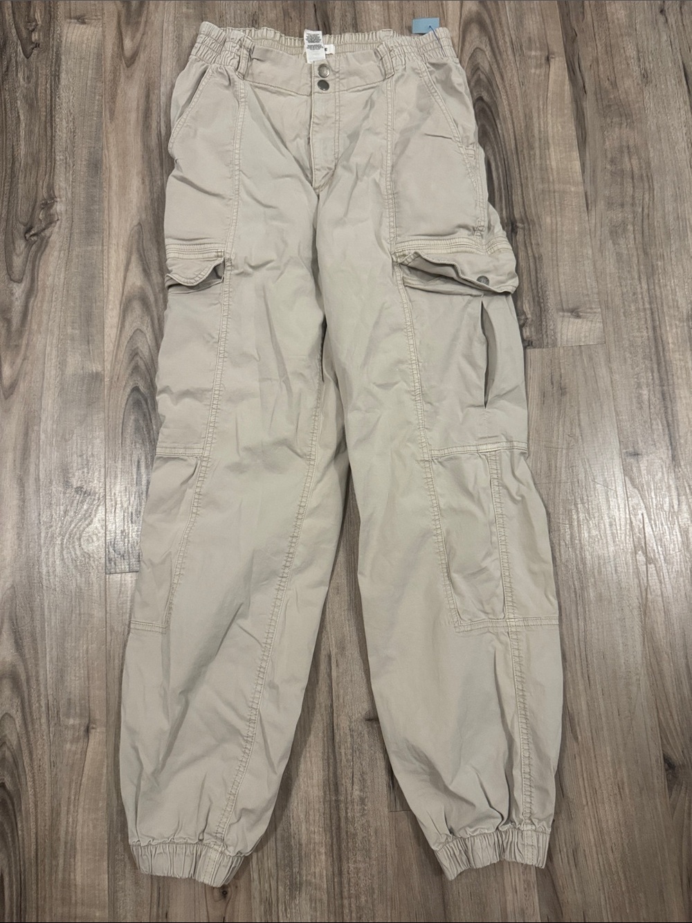 Garage Beige Elastic Waist Casual Pants